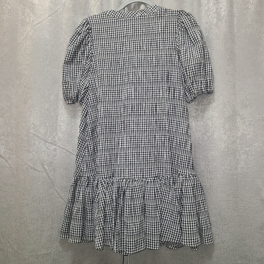 Calvin Klein Gingham Print Gauze Dress with‎ Puff sleeves NEW Size 2 - Picture 8 of 16